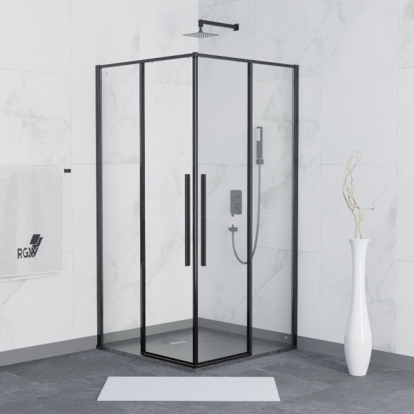 Душевой уголок RGW Stilvoll 90x90x195 стекло прозрачное, профиль черный (32323199-14)