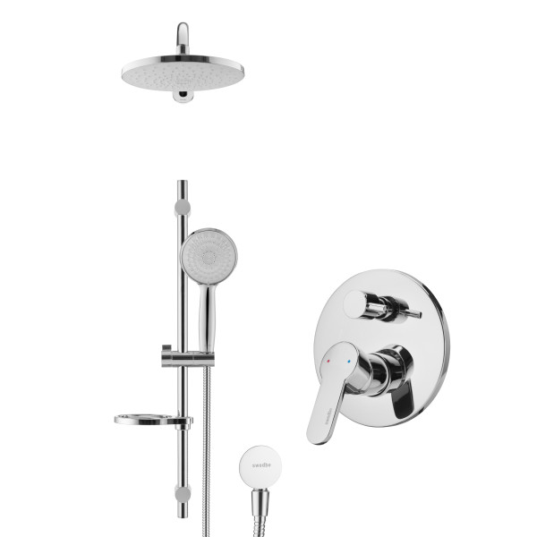 Смеситель для душа Swedbe Platta встраиваемый с верхним душем хром (5535)