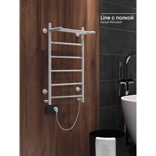 Полотенцесушитель электрический INDIGO LINE с полкой 525*800 белый матовый, с полочкой (LСLE80-50WMPR) Полотенцесушитель электрический INDIGO LINE с полкой 525*800 белый матовый, с полочкой (LСLE80-50WMPR)