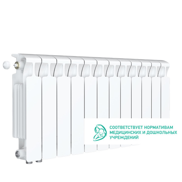 Радиатор биметаллический Rifar Monolit Ventil L 300 (12 секций, НП лев подкл. 50 мм.) (RM30012VL)