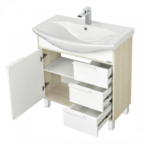 Тумба напольная Aquaton Рико 760x720x309 белый, ясень фабрик (1.A215.4.01R.IB9.0)