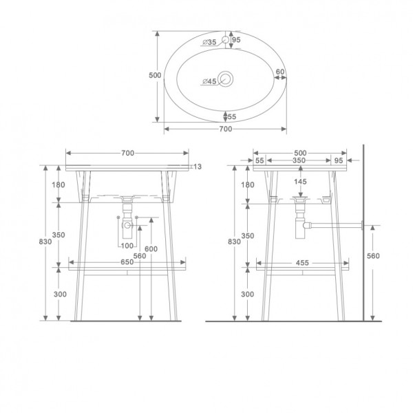 Раковина с консолью Аbber Bequem 50x50x83 белая матовая (AC2131MW)