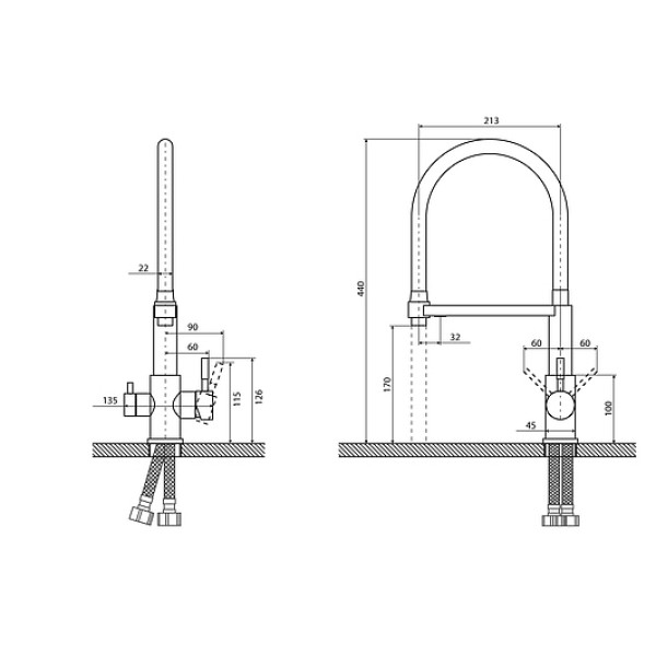 Смеситель для кухни Osgard Resa с переключением фильтр хром черый (88293) Смеситель для кухни Osgard Resa с переключением фильтр хром черый (88293)