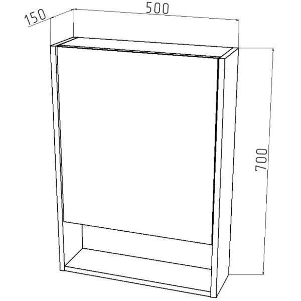 Шкаф зеркальный Melodia Универсал 500х150х700 распашная дверь графит (MFR80048GT)