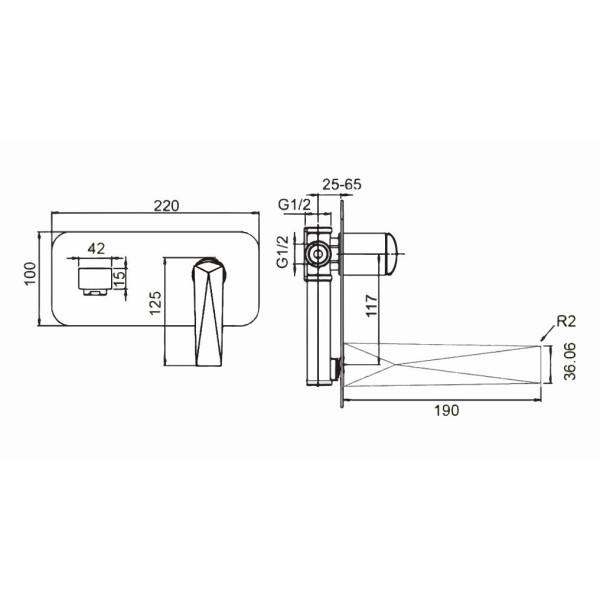 Смеситель для раковины Boheme Venturo черный (375-B)