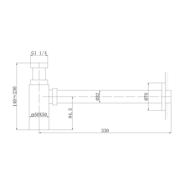 Сифон для раковины Abber 70x230 сатин (AF0031SP)