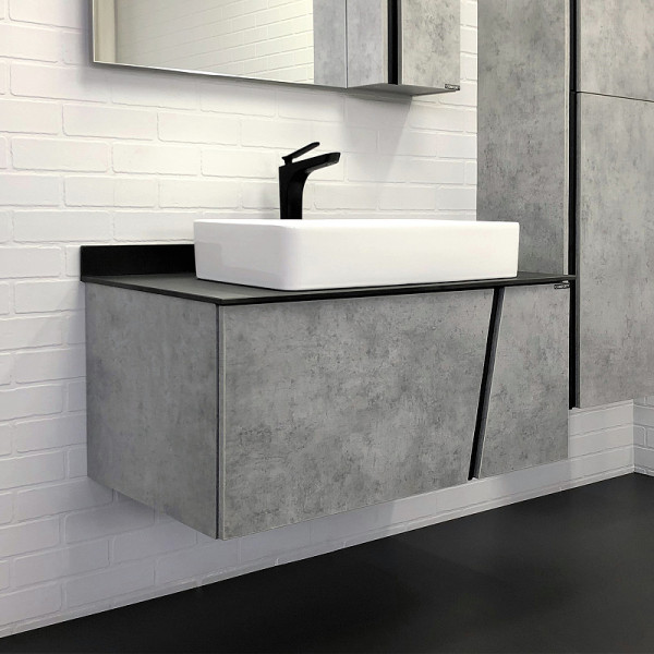 Тумба подвесная с раковиной Comforty Эдинбург 900x520x540 дуб светлый/черный (00004149881)