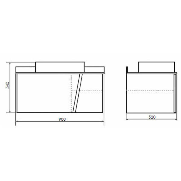 Тумба подвесная с раковиной Comforty Эдинбург 900x520x540 дуб светлый/черный (00004149881)