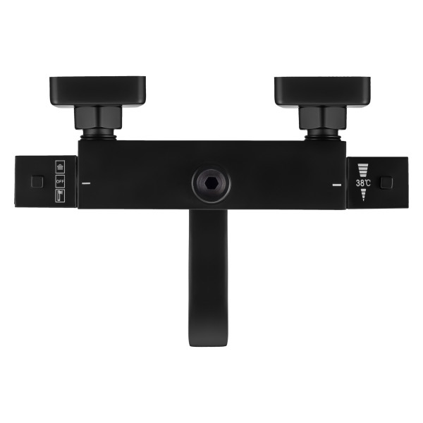 Смеситель для ванны и душа Swedbe Hermes термостат, с повортн.изливом и верхним подключением черный (9043B)