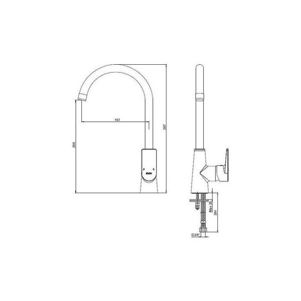 Смеситель для кухни E.C.A. Dalia хром (102118125EX) Смеситель для кухни E.C.A. Dalia хром (102118125EX)