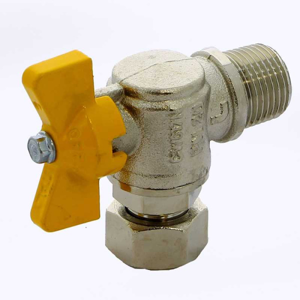 Кран газовый Itap угловой 1/2"х1/2" НВ шаровый с накидной гайкой London (бабочка) (062B012)