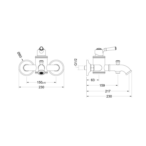 Смеситель для ванны Aquatek Классик золотой (AQ1540PG)