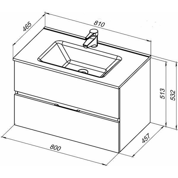 Тумба подвесная Aquanet Алвита New 80 2 ящика, белый матовый (00277514)