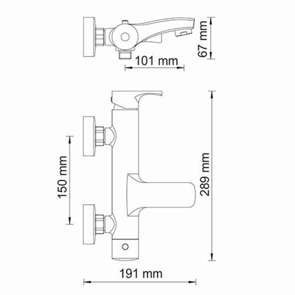 Смеситель для ванны и душа WasserKRAFT Berkel с коротким изливом (4801)