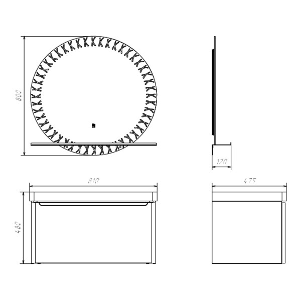 Зеркало с подсветкой Comforty Арзамас 800x120x800 (00-00014152)