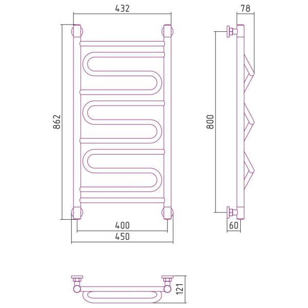 Полотенцесушитель водяной Сунержа Элегия+ 800х400 золотой (03-0205-8040) Полотенцесушитель водяной Сунержа Элегия+ 800х400 золотой (03-0205-8040)