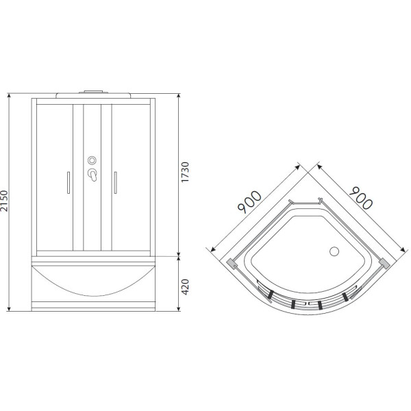 Душевая кабина Erlit 90х90 стекло тонированное (ER3509TP-C4)