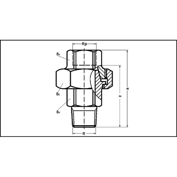 Сгон прямой (американка) 1" ВН с конусным уплотнением Sanha тип 341# (чугун оцинкованный) (93411V#)