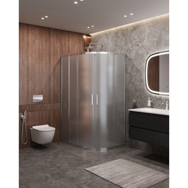 Душевой уголок Cezares Molveno 110x90x195 стекло матовое, профиль хром (MOLVENO-RH-2-110/90-P-Cr)