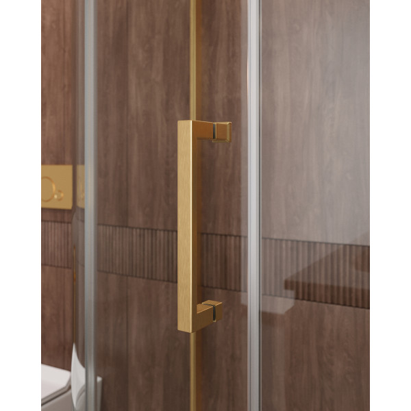 Душевой уголок Cezares Molveno 120x90x195 стекло прозрачное, профиль брашированное золото (MOLVENO-RH-1-120/90-C-BORO-IV)