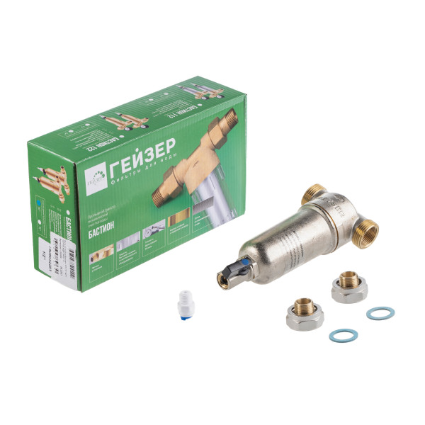 Фильтр самоочищающийся Гейзер-Бастион 121 1/2" (латунный корпус, со сгонами) (32668) Фильтр самоочищающийся Гейзер-Бастион 121 1/2" (латунный корпус, со сгонами) (32668)