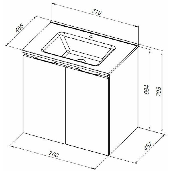 Тумба подвесная Aquanet Алвита New 70 2 дверцы, белый матовый (00303905)