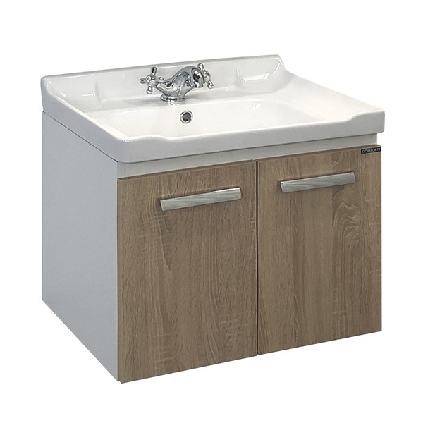 Тумба подвесная Comforty Парма 620x550x470 дуб дымчатый матовый с раковиной (00-00001547)