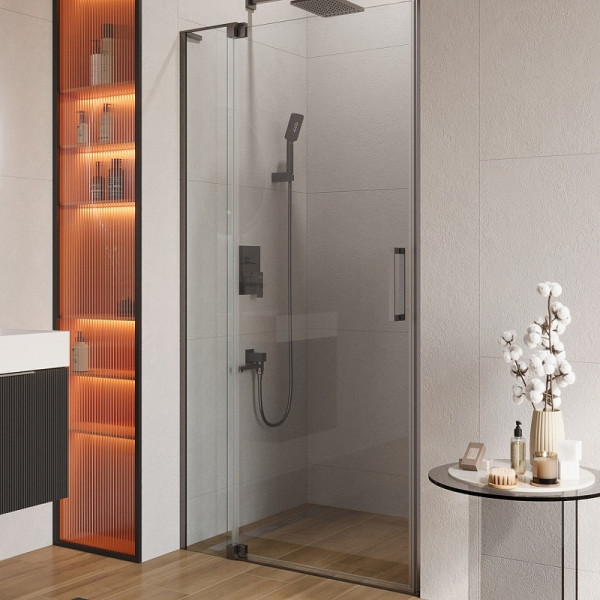 Душевая дверь Cezares Slider 90x195 стекло прозрачное, профиль оружейная сталь (SLIDER-B-1-90/100-C-GM)