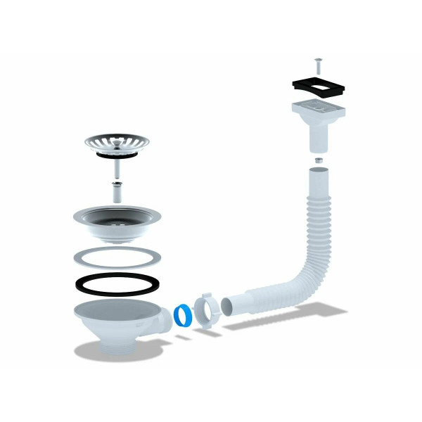 Выпуск для мойки 1 1/2"*115 (3 1/2") АНИ с прямоугольным горизонтальным гибким переливом (нержавеющая решетка) АНИ пласт (N310) Выпуск для мойки 1 1/2"*115 (3 1/2") АНИ с прямоугольным горизонтальным гибким переливом (нержавеющая решетка) АНИ пласт (N310)