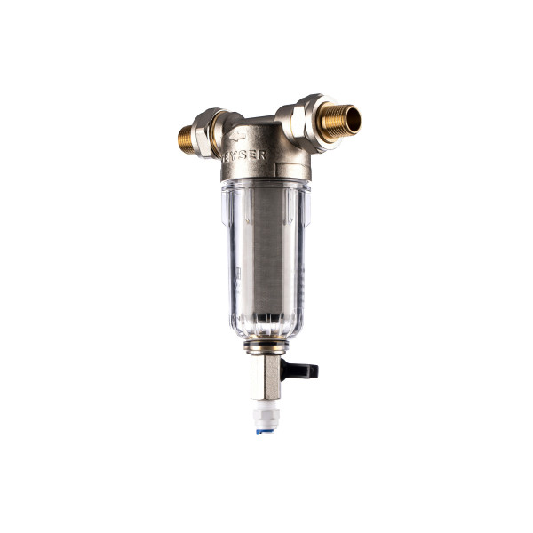 Фильтр самоочищающийся Гейзер-Бастион 111 1/2" (прозрачный корпус, со сгонами) (32666) Фильтр самоочищающийся Гейзер-Бастион 111 1/2" (прозрачный корпус, со сгонами) (32666)