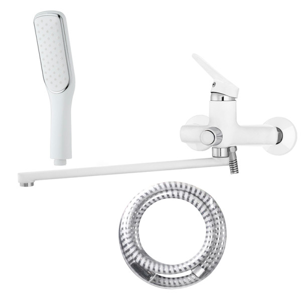 Смеситель для ванны и душа Melodia Moderno White с душевым гарнитуром (MDV35141_wt)