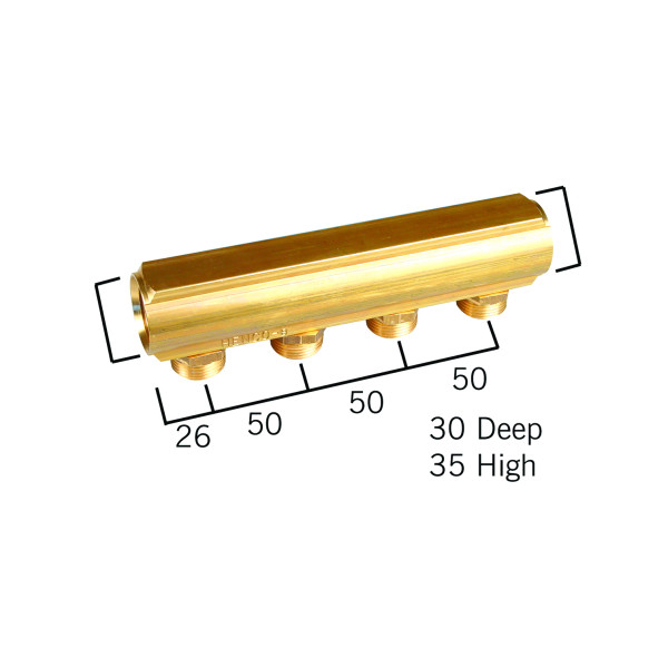 Коллектор Henco 2 отвода евроконус 1" - 2x3/4"НР