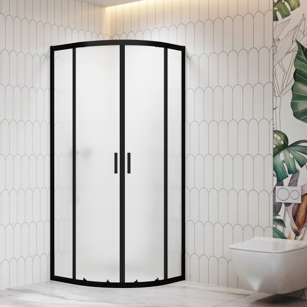 Душевой уголок RGW 90x90x195 стекло рифленое, профиль черный (06095699-44) Душевой уголок RGW 90x90x195 стекло рифленое, профиль черный (06095699-44)