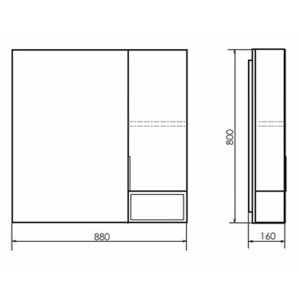 Шкаф зеркальный Comforty Штутгарт 900x160x800 дуб темно-коричневый (00004151038)