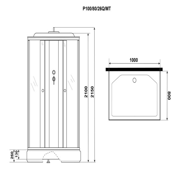 Душевая кабина Promo 80x100 стекло матовое, профиль белый (P100/80/26Q/MT)