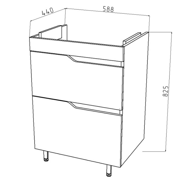 Тумба напольная Melodia Лотос 60 (Como/Moduo 60) 2 ящика белая (MFR80029WT)