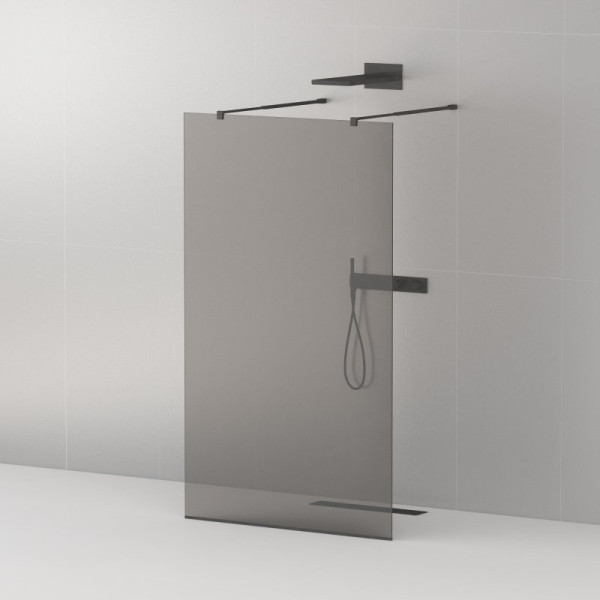 Душевая перегородка Cezares Liberta 110x195 стекло тонированное (графит), профиль черный (LIBERTA-L-2-110-GR-NERO)