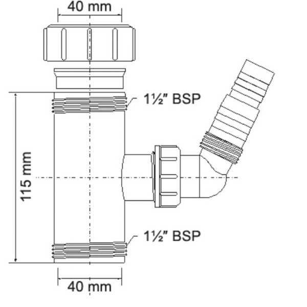 Вставка для подкл. быт. техники McAlpine 40 мм х 1 1/2"Н (40EWM)