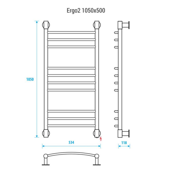 Полотенцесушитель электрический Energy ERGO2 1050х500 хром