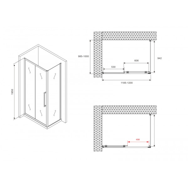 Душевой уголок Abber Schwarzer Diamant 100x100x195 стекло матовое, профиль черный (AG30120BMH-S100BM)