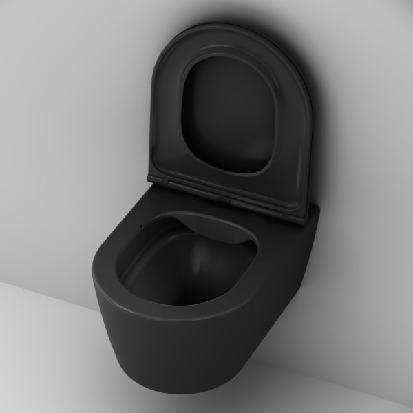 Унитаз подвесной AM.PM Func 49 см FlashClean с сиденьем микролифт черный матовый (C8F1700MBSC)