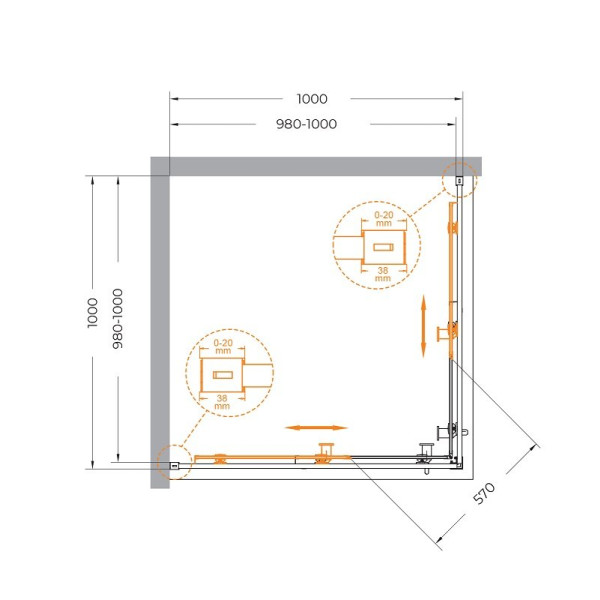 Душевой уголок Cezares Relax 304 100x100x200 стекло прозрачное, профиль оружейная сталь (RELAX-304-A-2-100-C-GM)