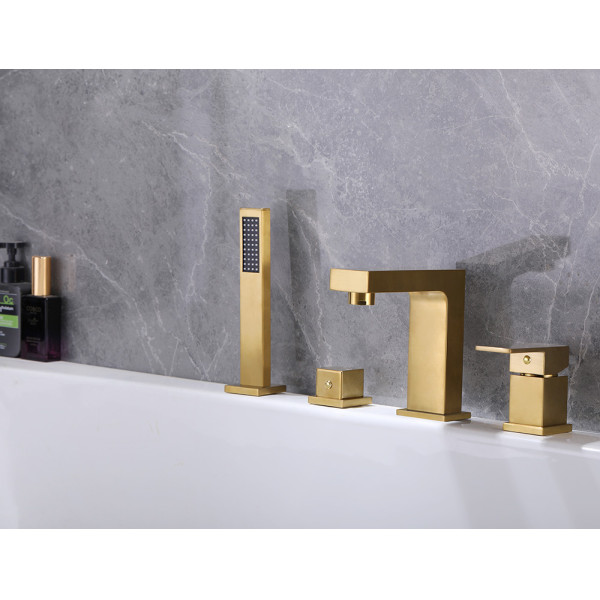 Смеситель на борт ванны для ванны и душа Abber Daheim золотой (AF8213G)