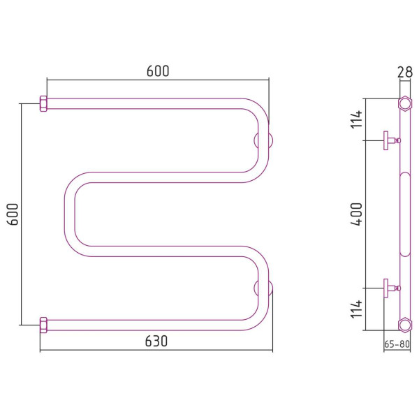 Полотенцесушитель водяной Сунержа Ш-образный 600х600 золотой (03-0014-6060) Полотенцесушитель водяной Сунержа Ш-образный 600х600 золотой (03-0014-6060)