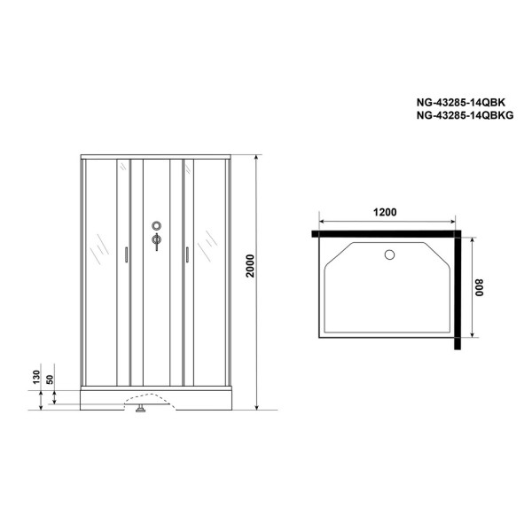 Душевая кабина с гидромассажем Classic 80x120 стекло матовое, профиль хром матовый (NG-43285-14QBKG)