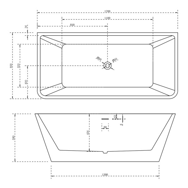 Ванна акриловая отдельностоящая Abber AB9212-1.7 170х80 Ванна акриловая отдельностоящая Abber AB9212-1.7 170х80