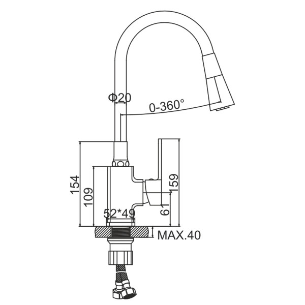 Смеситель для кухни Ledeme с гибким изливом хром (L4130-2) Смеситель для кухни Ledeme с гибким изливом хром (L4130-2)