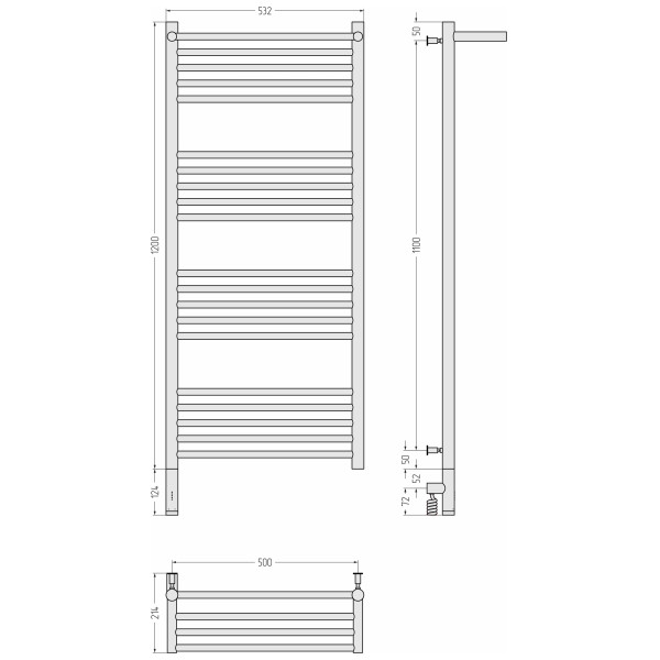 Полотенцесушитель электрический Сунержа Богема 3.0 1200x500 с полочкой провод слева матовый белый (30-5806-1250)