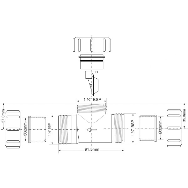 Клапан обратный McAlpine 32 мм (S28-NRV-32) Клапан обратный McAlpine 32 мм (S28-NRV-32)