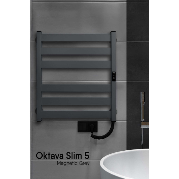 Полотенцесушитель электрический INDIGO Oktava Slim 5 530*600 серый (LСLOKS5E60-50MGRt)